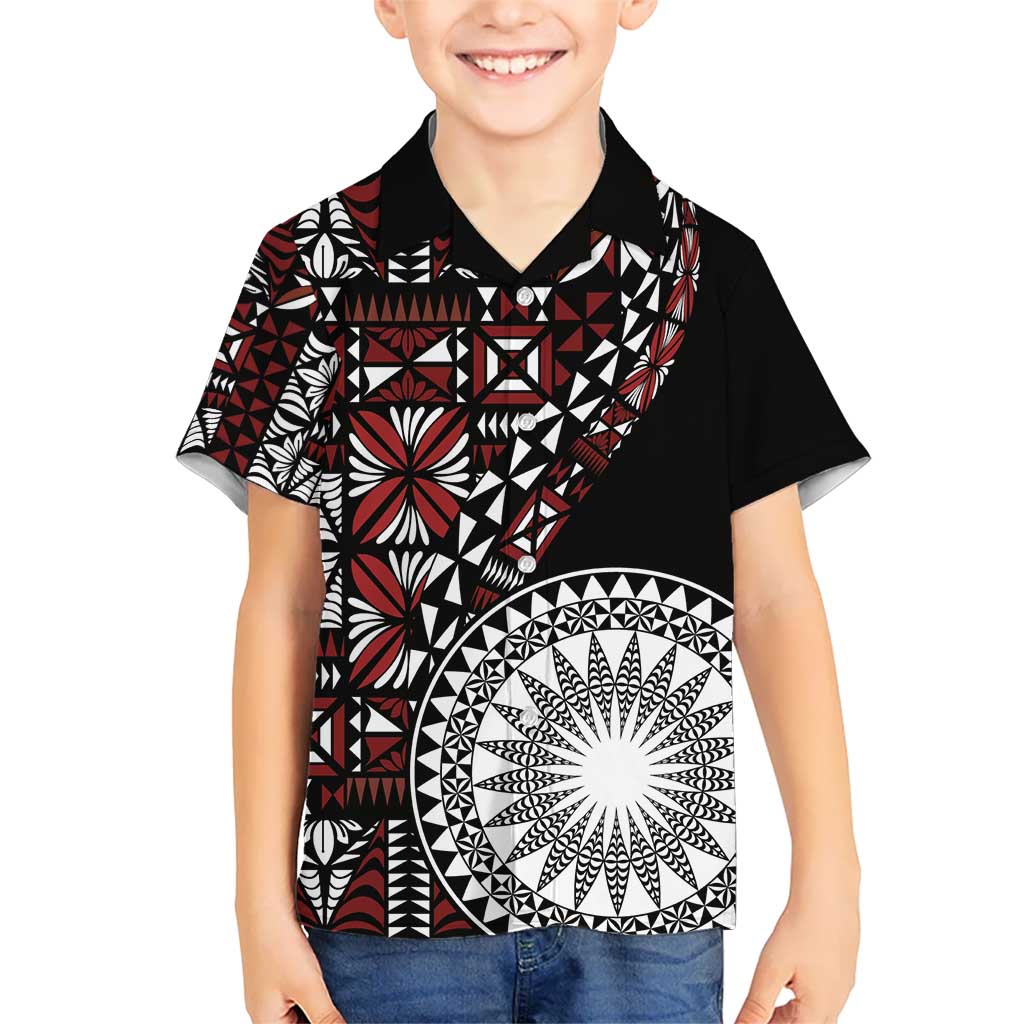 Red Tongan Ngatu Fonulei Pattern Hawaiian Shirt