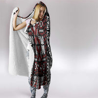 Red Tongan Ngatu Fonulei Pattern Hooded Blanket