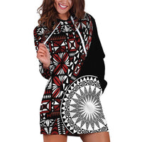 Red Tongan Ngatu Fonulei Pattern Hoodie Dress LT9 Red - Polynesian Pride
