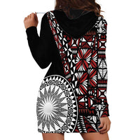 Red Tongan Ngatu Fonulei Pattern Hoodie Dress LT9 - Polynesian Pride