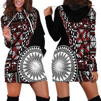 Red Tongan Ngatu Fonulei Pattern Hoodie Dress LT9 - Polynesian Pride
