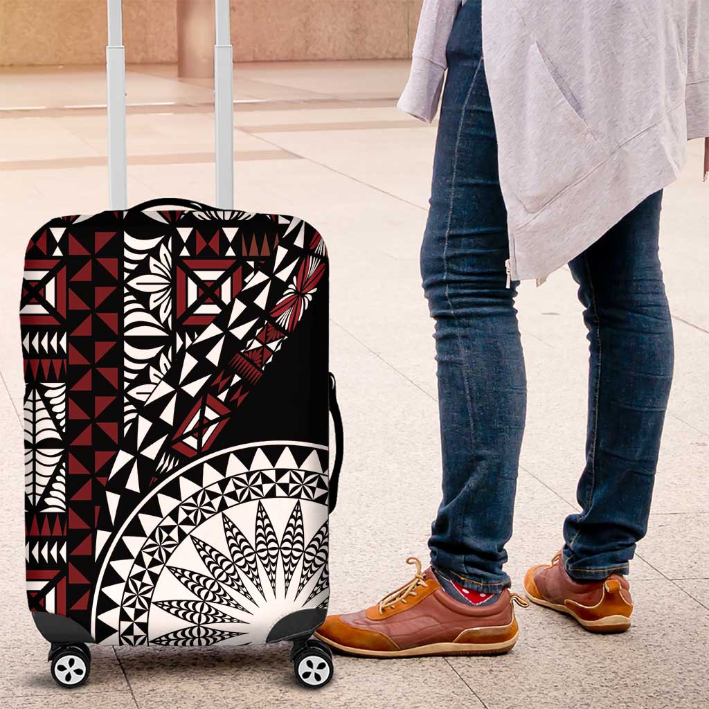 Red Tongan Ngatu Fonulei Pattern Luggage Cover LT9 Red - Polynesian Pride