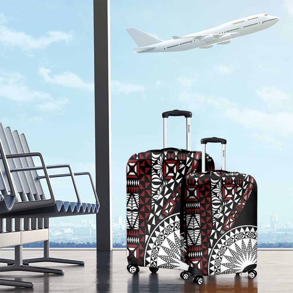 Red Tongan Ngatu Fonulei Pattern Luggage Cover LT9 - Polynesian Pride