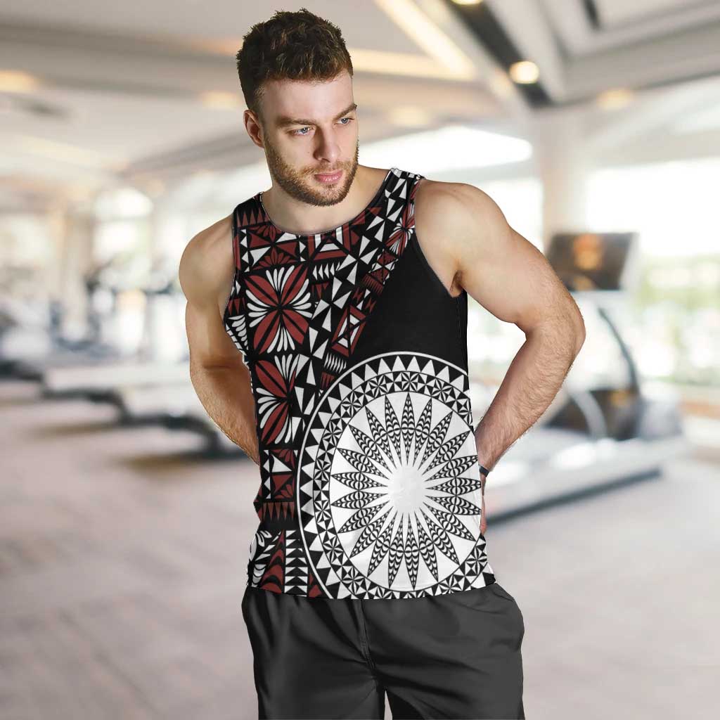 Red Tongan Ngatu Fonulei Pattern Men Tank Top LT9 Red - Polynesian Pride
