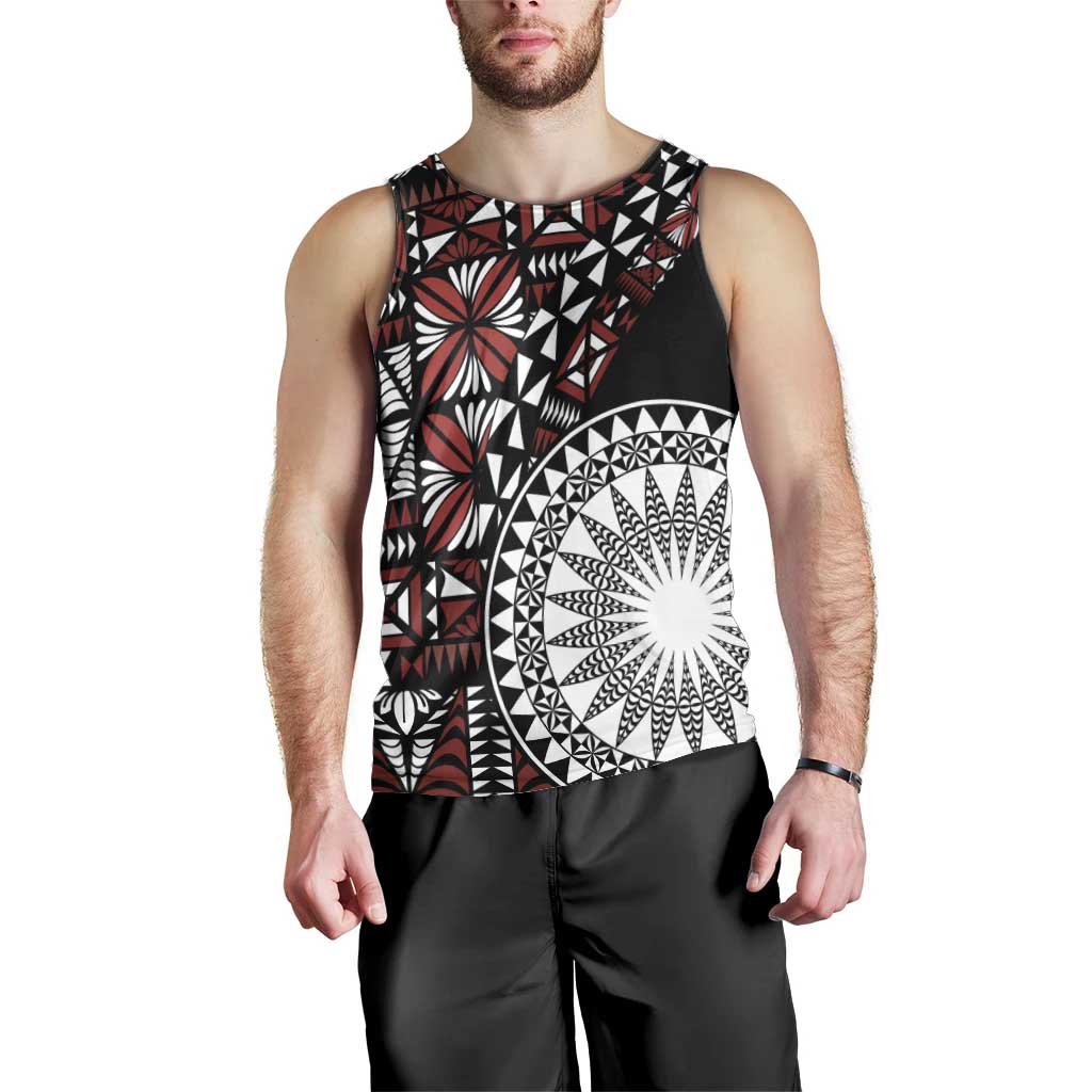 Red Tongan Ngatu Fonulei Pattern Men Tank Top LT9 - Polynesian Pride