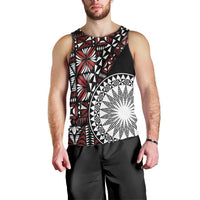 Red Tongan Ngatu Fonulei Pattern Men Tank Top LT9 - Polynesian Pride