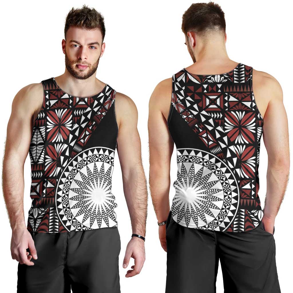 Red Tongan Ngatu Fonulei Pattern Men Tank Top LT9 - Polynesian Pride