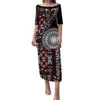 Red Tongan Ngatu Fonulei Pattern Puletasi