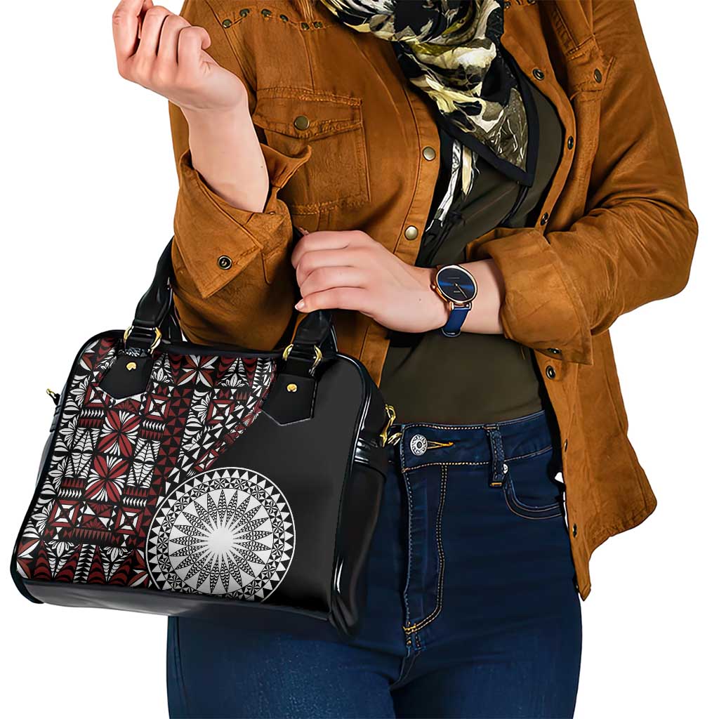 Red Tongan Ngatu Fonulei Pattern Shoulder Handbag