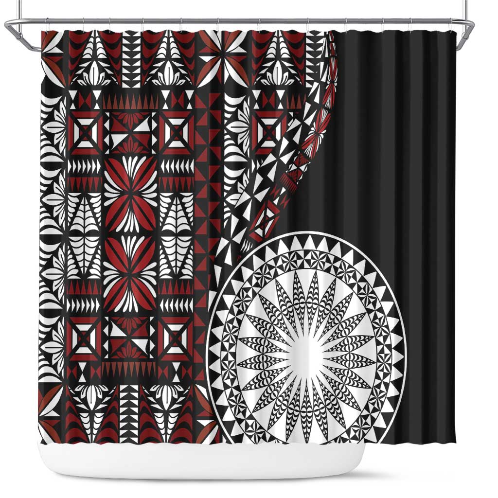 Red Tongan Ngatu Fonulei Pattern Shower Curtain LT9 Red - Polynesian Pride