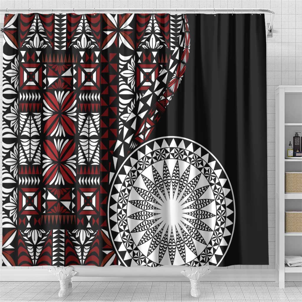 Red Tongan Ngatu Fonulei Pattern Shower Curtain LT9 - Polynesian Pride