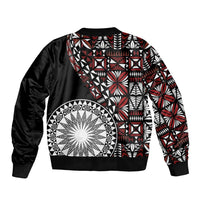 Red Tongan Ngatu Fonulei Pattern Sleeve Zip Bomber Jacket LT9 - Polynesian Pride