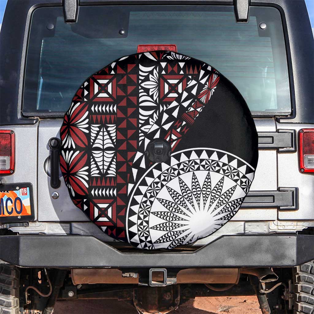 Red Tongan Ngatu Fonulei Pattern Spare Tire Cover LT9 Red - Polynesian Pride
