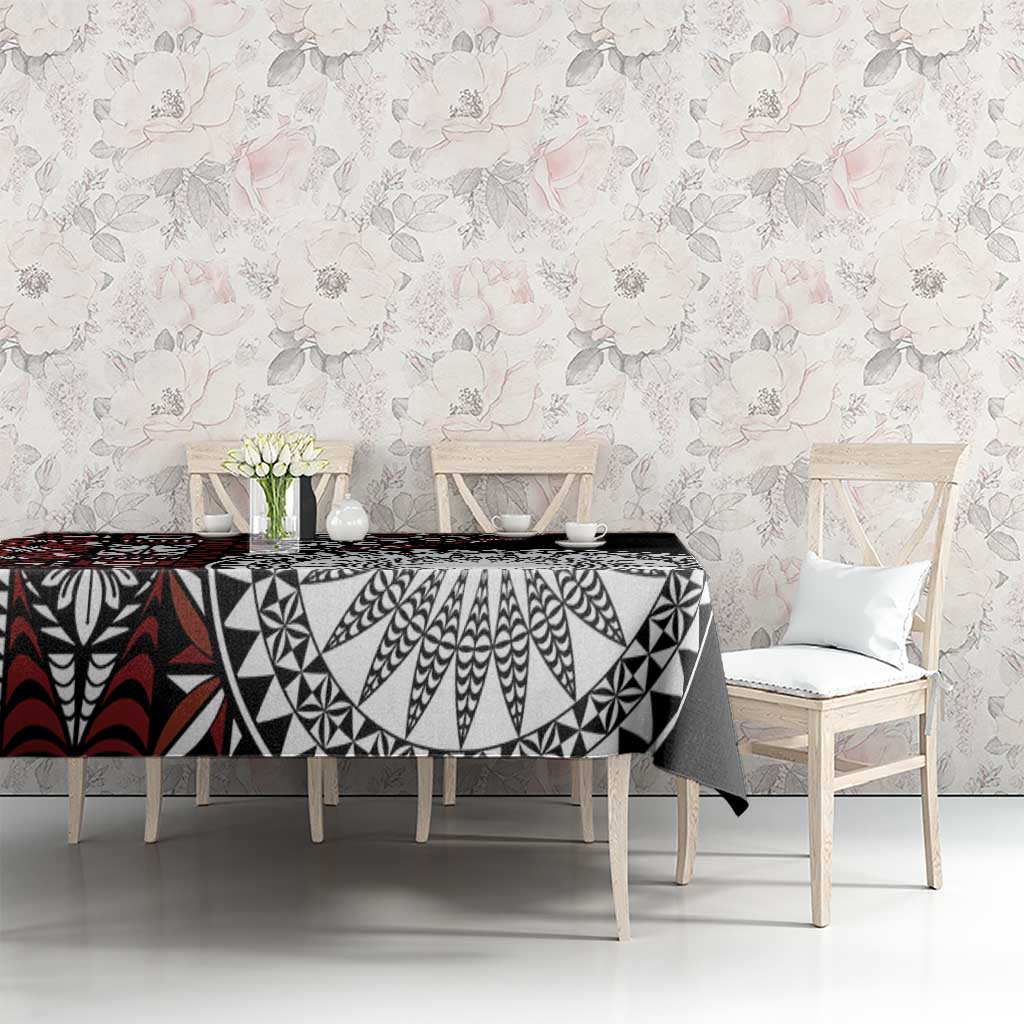 Red Tongan Ngatu Fonulei Pattern Tablecloth