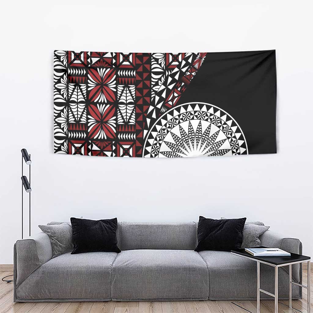 Red Tongan Ngatu Fonulei Pattern Tapestry LT9 - Polynesian Pride