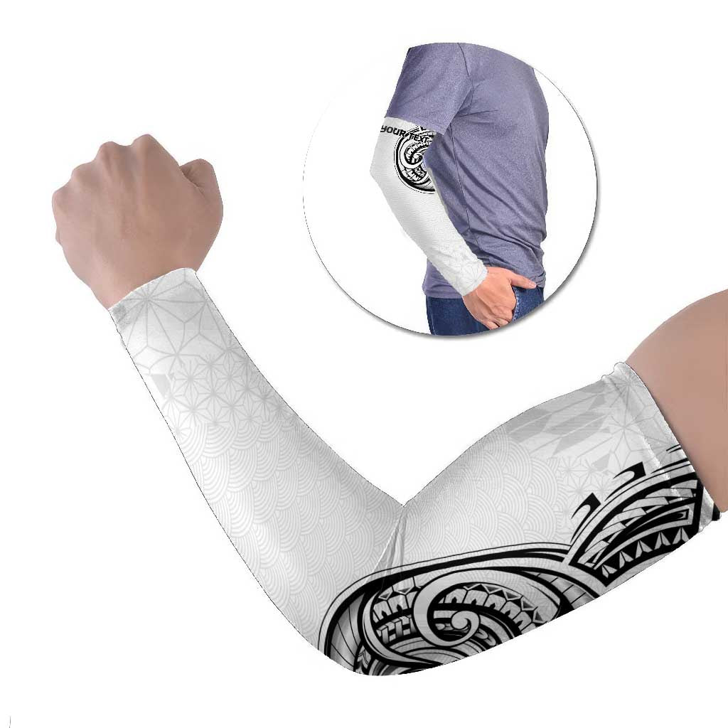 Hawaii and Japanese Culture Personalised Arm Sleeves With Polynesian Tribal Tattoo Style LT9 Set of 2 White - Polynesian Pride