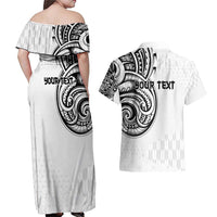 Hawaii and Japanese Culture Personalised Couples Matching Off Shoulder Maxi Dress and Hawaiian Shirt With Polynesian Tribal Tattoo Style LT9 - Polynesian Pride