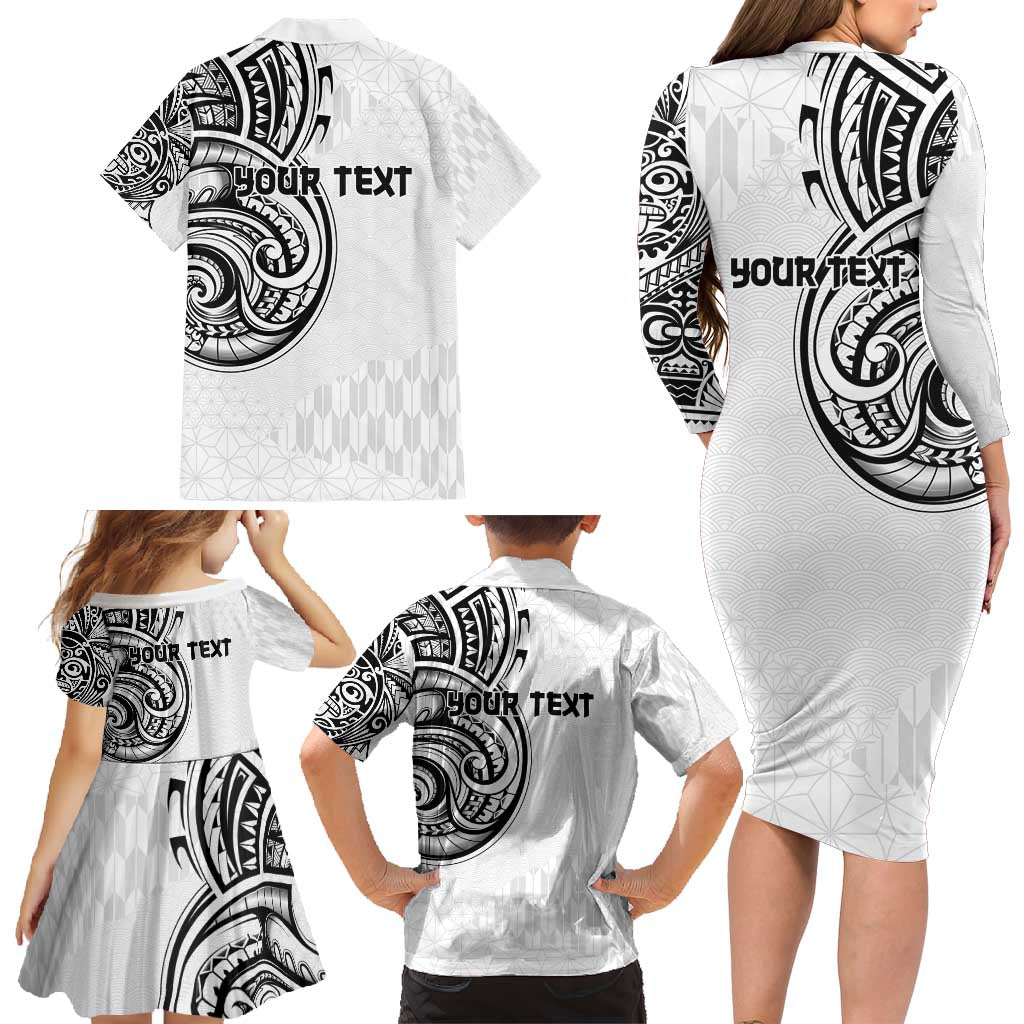 Hawaii and Japanese Culture Personalised Family Matching Long Sleeve Bodycon Dress and Hawaiian Shirt With Polynesian Tribal Tattoo Style LT9 - Polynesian Pride
