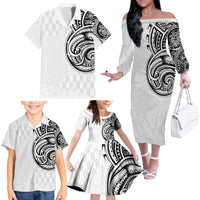 Hawaii and Japanese Culture Personalised Family Matching Off The Shoulder Long Sleeve Dress and Hawaiian Shirt With Polynesian Tribal Tattoo Style LT9 - Polynesian Pride
