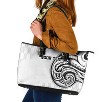 Hawaii and Japanese Culture Personalised Leather Tote Bag With Polynesian Tribal Tattoo Style LT9 White - Polynesian Pride