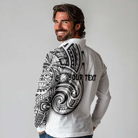 Hawaii and Japanese Culture Personalised Long Sleeve Polo Shirt With Polynesian Tribal Tattoo Style LT9 - Polynesian Pride