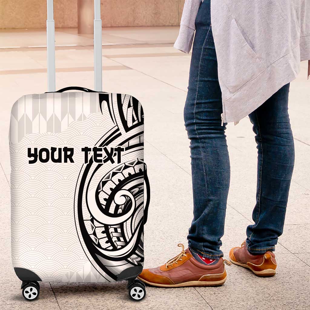 Hawaii and Japanese Culture Personalised Luggage Cover With Polynesian Tribal Tattoo Style LT9 White - Polynesian Pride