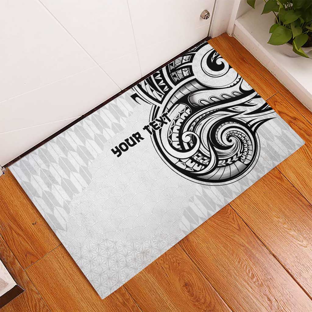 Hawaii and Japanese Culture Personalised Rubber Doormat With Polynesian Tribal Tattoo Style