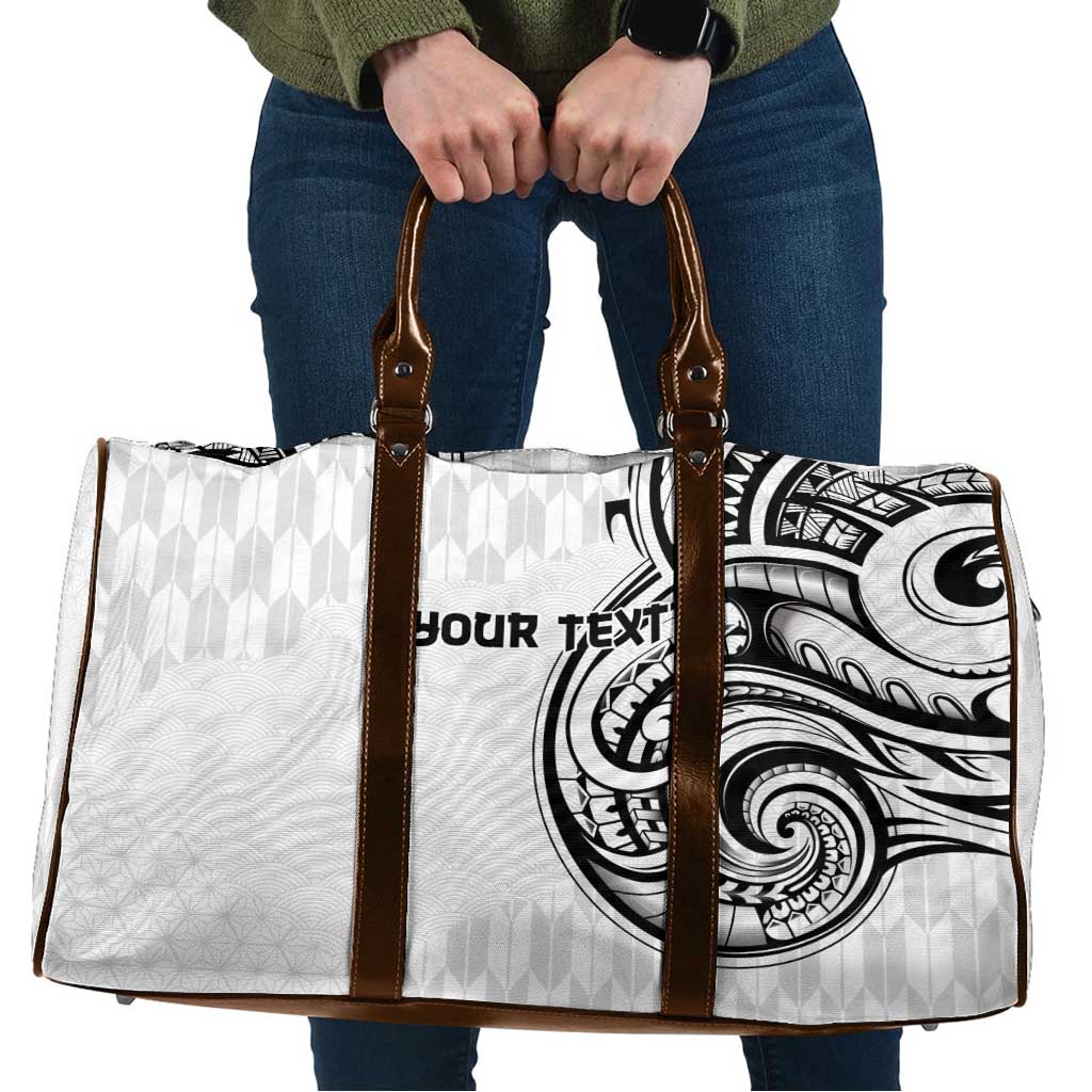 Hawaii and Japanese Culture Personalised Travel Bag With Polynesian Tribal Tattoo Style LT9 White - Polynesian Pride