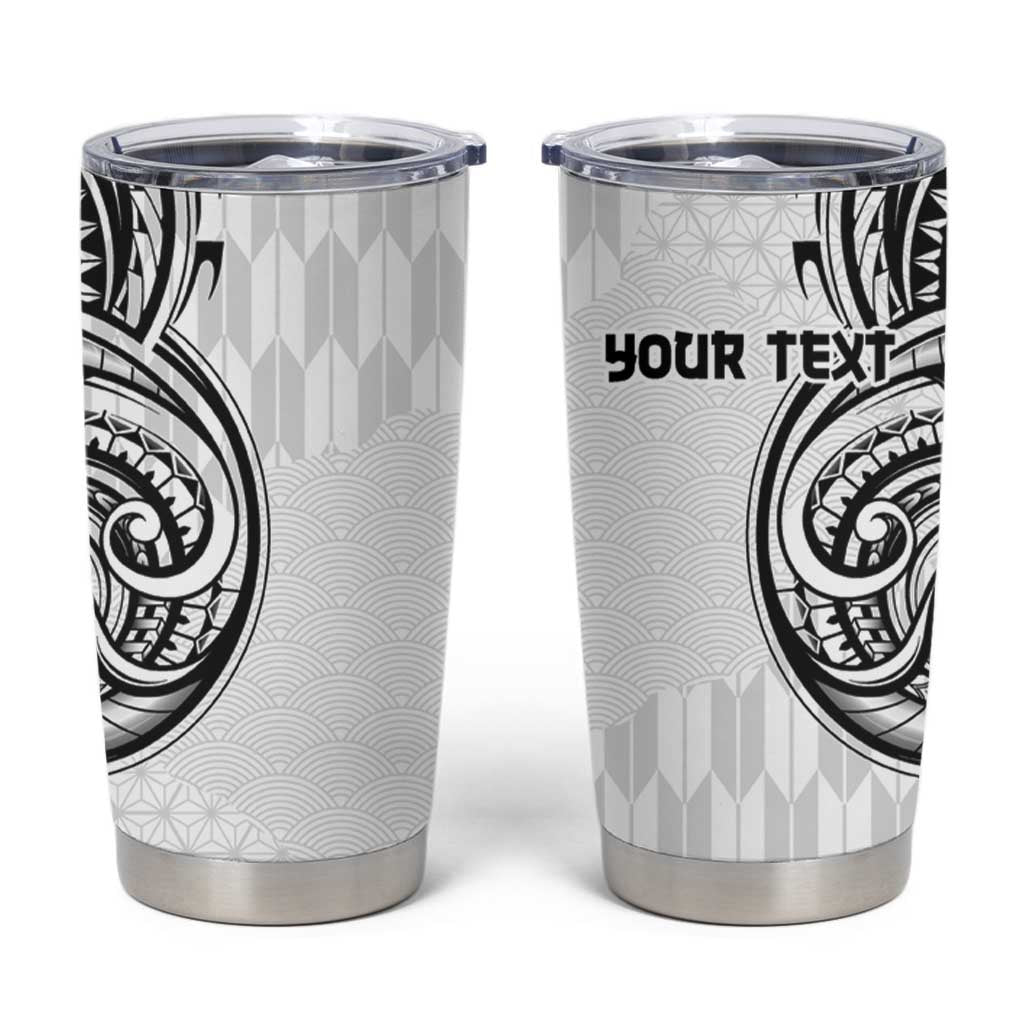 Hawaii and Japanese Culture Personalised Tumbler Cup With Polynesian Tribal Tattoo Style LT9 White - Polynesian Pride