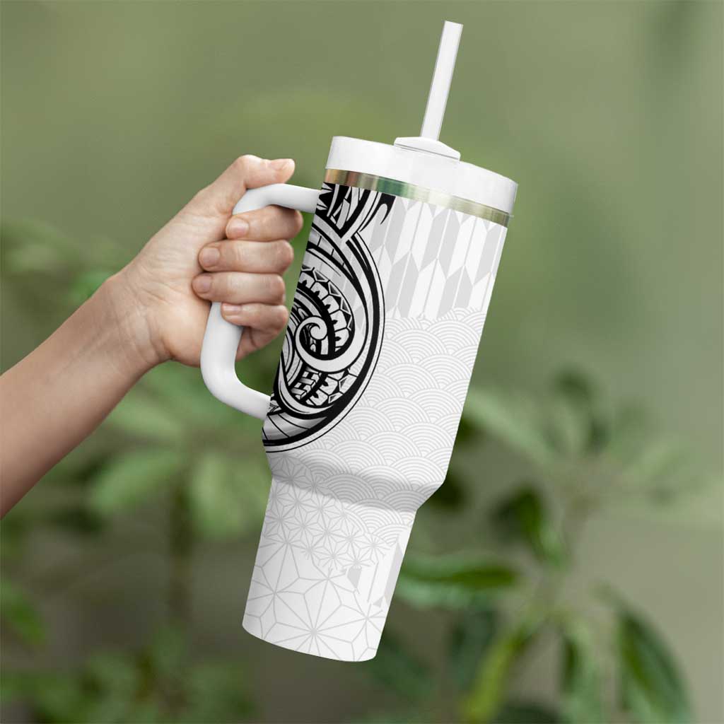 Hawaii and Japanese Culture Personalised Tumbler With Handle With Polynesian Tribal Tattoo Style LT9 - Polynesian Pride
