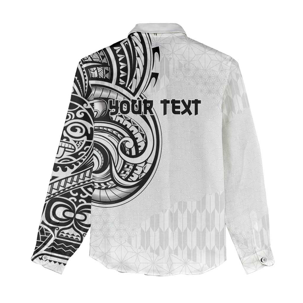 Hawaii and Japanese Culture Personalised Women Casual Shirt With Polynesian Tribal Tattoo Style