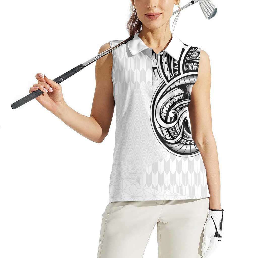 Hawaii and Japanese Culture Personalised Women Sleeveless Polo Shirt With Polynesian Tribal Tattoo Style LT9 - Polynesian Pride