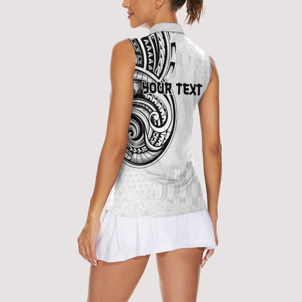 Hawaii and Japanese Culture Personalised Women Sleeveless Polo Shirt With Polynesian Tribal Tattoo Style LT9 - Polynesian Pride
