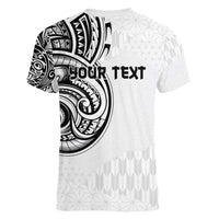 Hawaii and Japanese Culture Personalised Women V-Neck T-Shirt With Polynesian Tribal Tattoo Style LT9 - Polynesian Pride