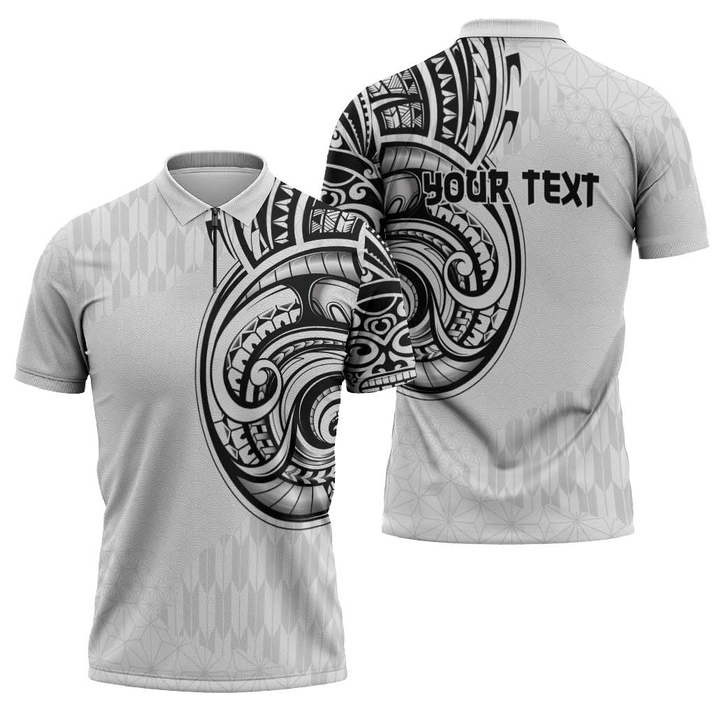 Hawaii and Japanese Culture Personalised Zipper Polo Shirt With Polynesian Tribal Tattoo Style LT9 - Polynesian Pride