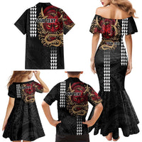 Hawaii and Japanese Oni Mask Personalised Family Matching Mermaid Dress and Hawaiian Shirt Kakau Pattern Dark Art Style LT9 - Polynesian Pride