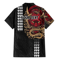 Hawaii and Japanese Oni Mask Personalised Family Matching Mermaid Dress and Hawaiian Shirt Kakau Pattern Dark Art Style LT9 - Polynesian Pride