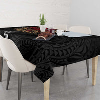 Hawaii and Japanese Oni Mask Personalised Tablecloth Kakau Pattern Dark Art Style