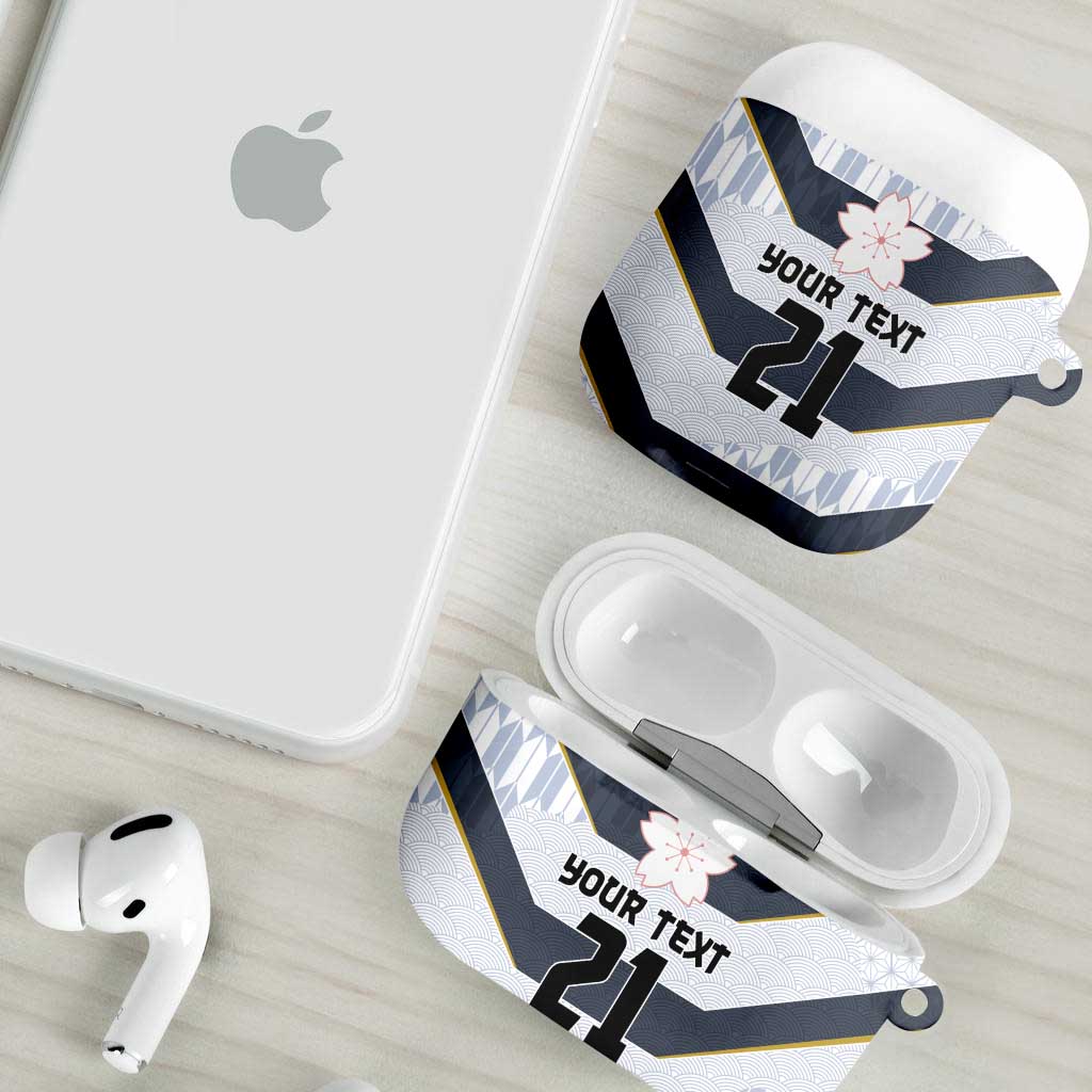 Japan Pacific Rugby 2022-23 Custom AirPods Case Black Sakura Japanese Wave Pattern LT9 - Polynesian Pride
