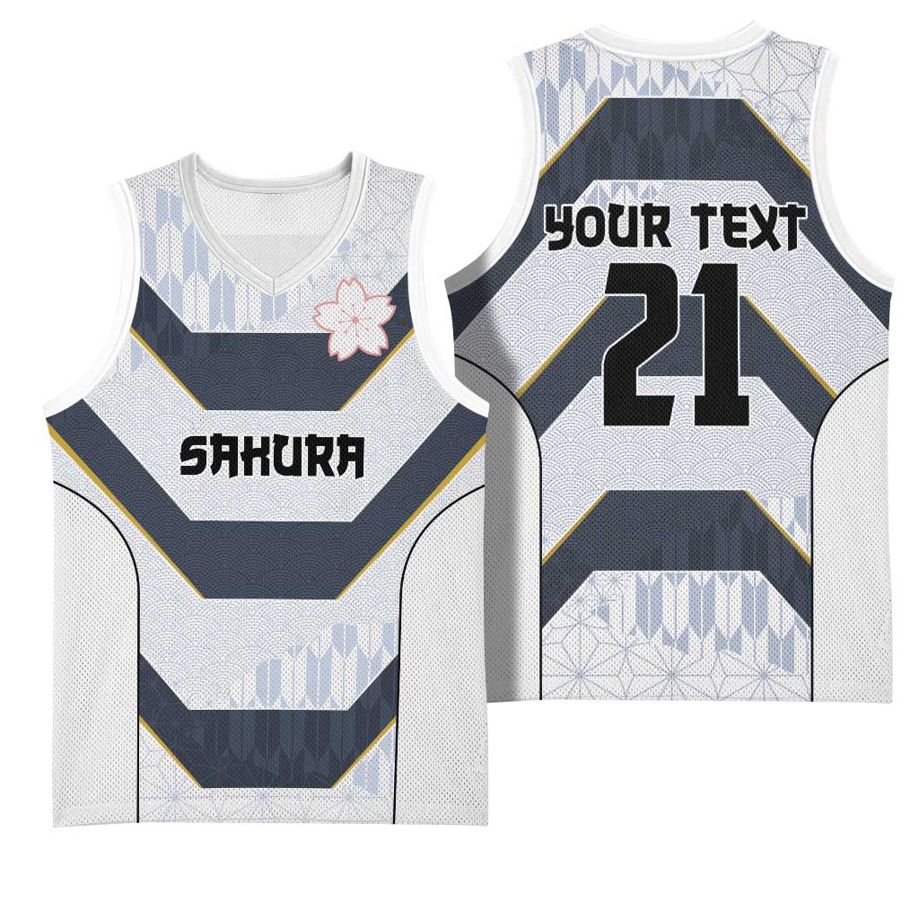 Japan Pacific Rugby 2022-23 Custom Basketball Jersey Black Sakura Japanese Wave Pattern - Polynesian Pride