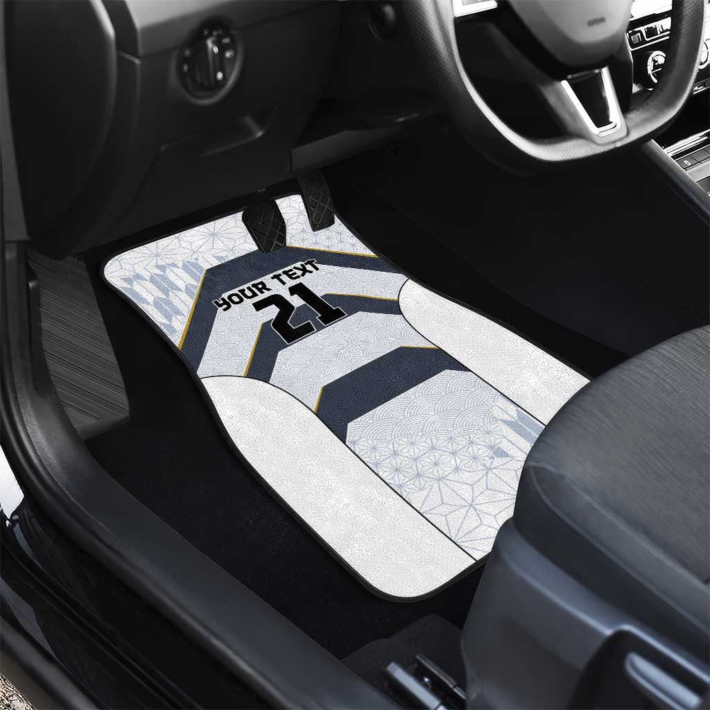 Japan Pacific Rugby 2022-23 Custom Car Mats Black Sakura Japanese Wave Pattern