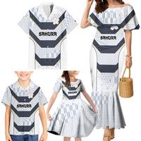Japan Pacific Rugby 2022-23 Custom Family Matching Mermaid Dress and Hawaiian Shirt Black Sakura Japanese Wave Pattern LT9 - Polynesian Pride