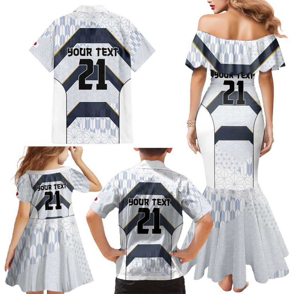 Japan Pacific Rugby 2022-23 Custom Family Matching Mermaid Dress and Hawaiian Shirt Black Sakura Japanese Wave Pattern LT9 - Polynesian Pride