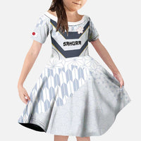 Japan Pacific Rugby 2022-23 Custom Family Matching Off Shoulder Maxi Dress and Hawaiian Shirt Black Sakura Japanese Wave Pattern LT9 Daughter's Dress Black - Polynesian Pride
