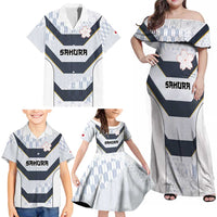 Japan Pacific Rugby 2022-23 Custom Family Matching Off Shoulder Maxi Dress and Hawaiian Shirt Black Sakura Japanese Wave Pattern LT9 - Polynesian Pride