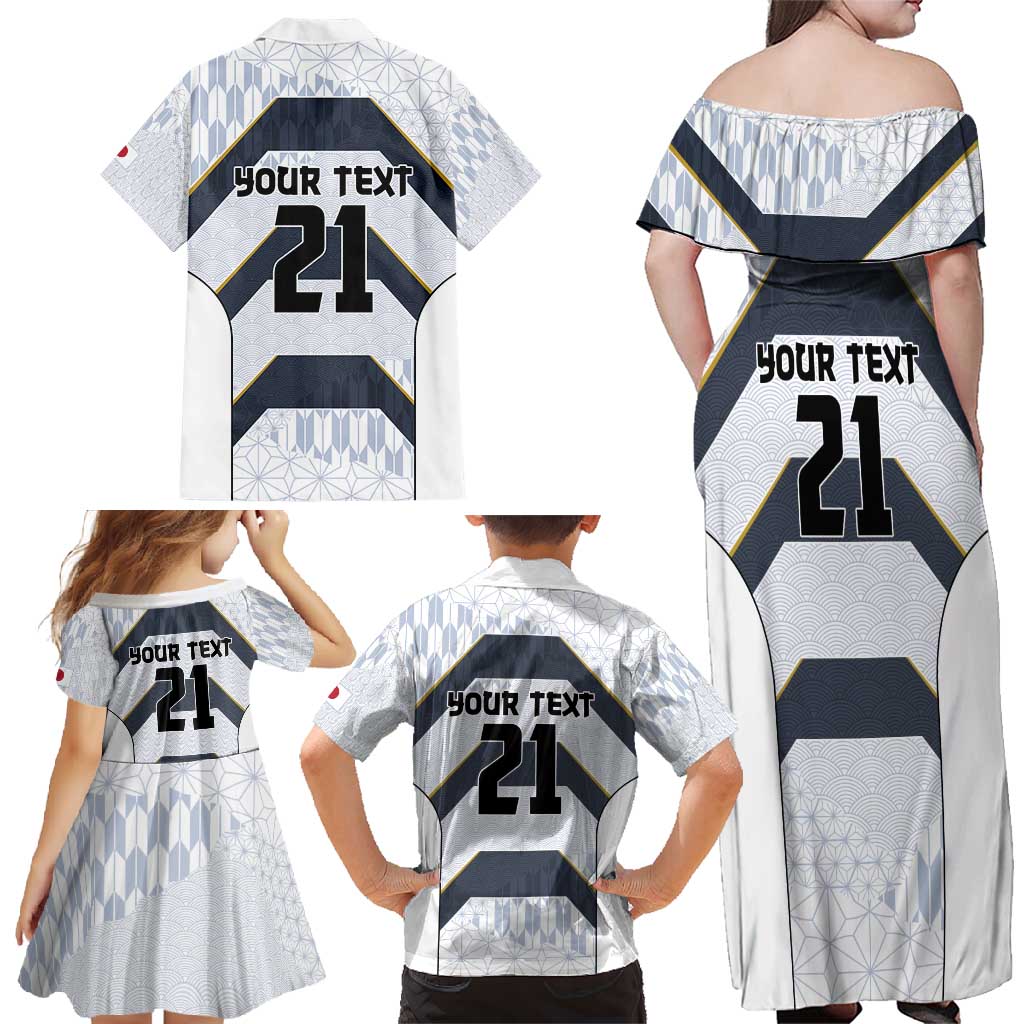 Japan Pacific Rugby 2022-23 Custom Family Matching Off Shoulder Maxi Dress and Hawaiian Shirt Black Sakura Japanese Wave Pattern LT9 - Polynesian Pride