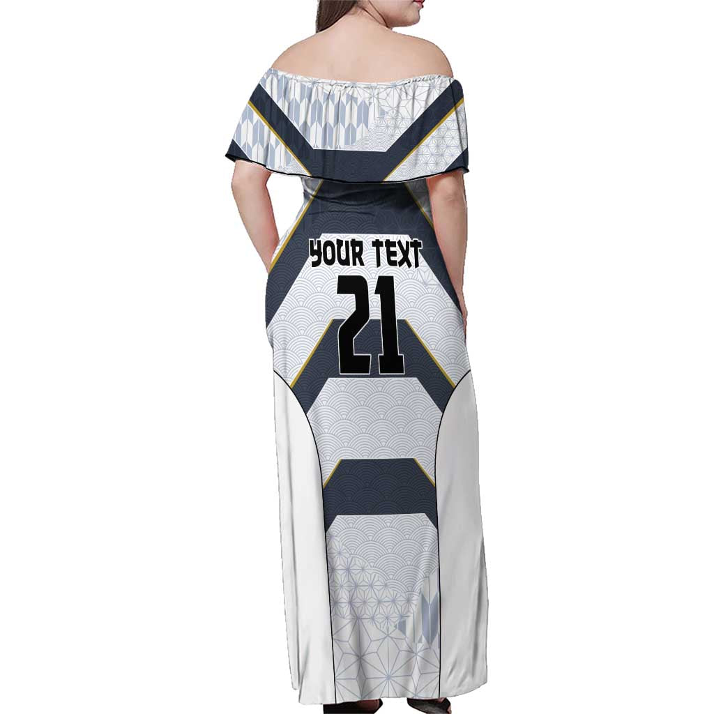 Japan Pacific Rugby 2022-23 Custom Family Matching Off Shoulder Maxi Dress and Hawaiian Shirt Black Sakura Japanese Wave Pattern LT9 - Polynesian Pride