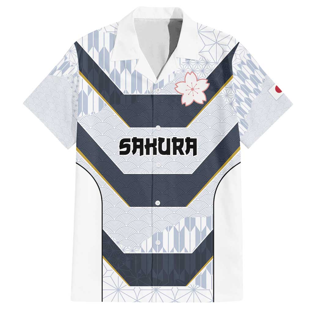 Japan Pacific Rugby 2022-23 Custom Family Matching Summer Maxi Dress and Hawaiian Shirt Black Sakura Japanese Wave Pattern LT9 Dad's Shirt - Short Sleeve Black - Polynesian Pride