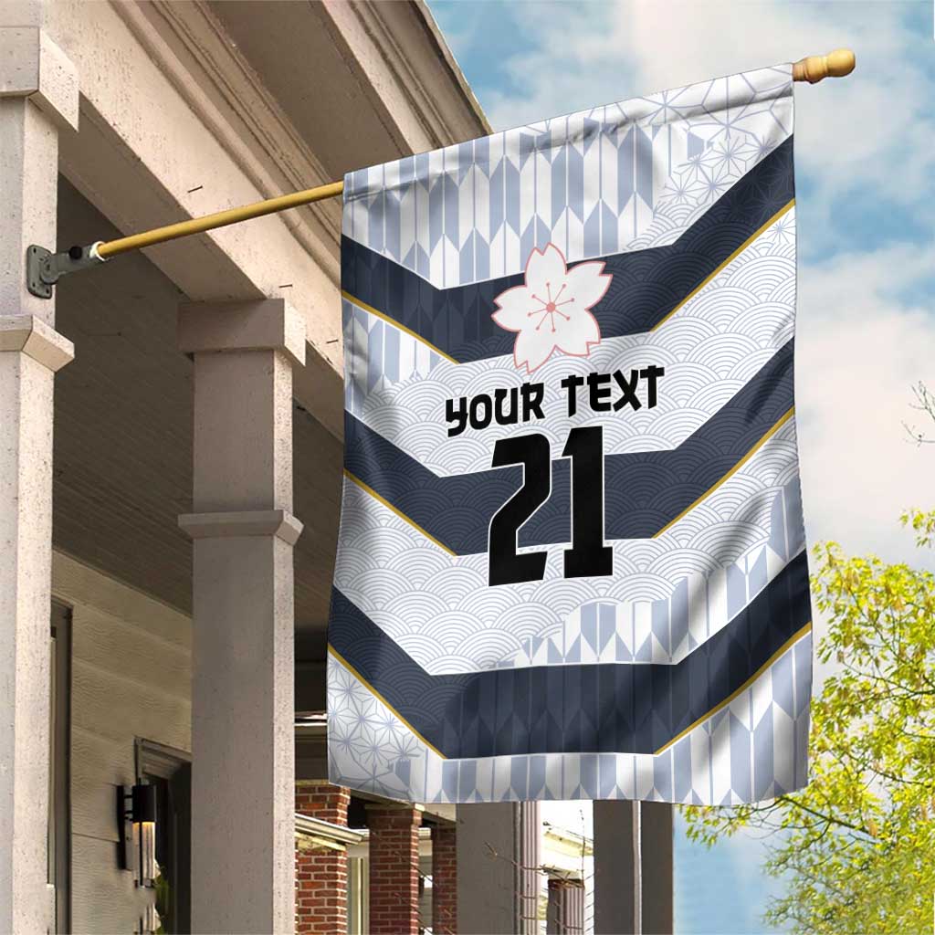 Japan Pacific Rugby 2022-23 Custom Garden Flag Black Sakura Japanese Wave Pattern LT9 House Flag Black - Polynesian Pride