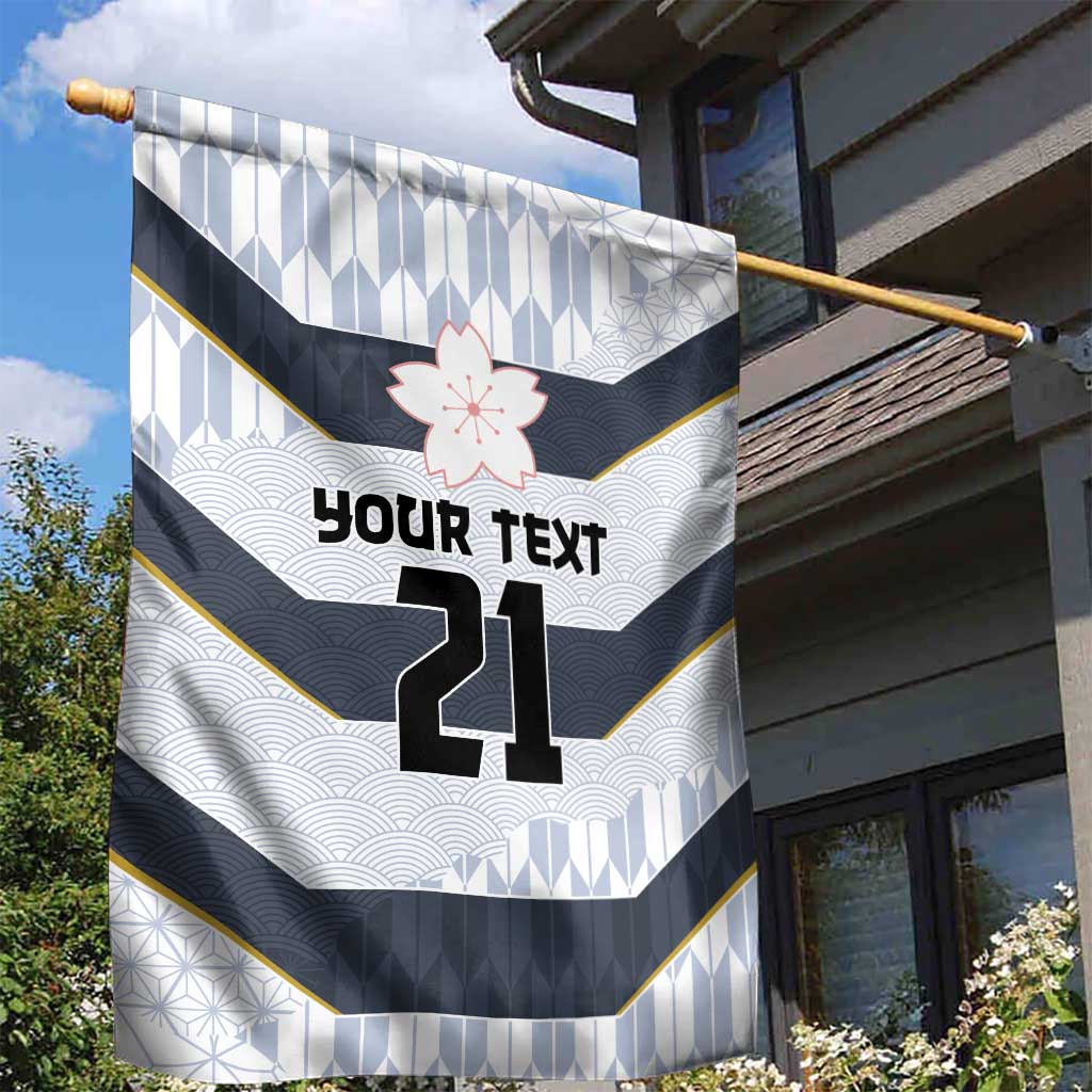 Japan Pacific Rugby 2022-23 Custom Garden Flag Black Sakura Japanese Wave Pattern LT9 - Polynesian Pride